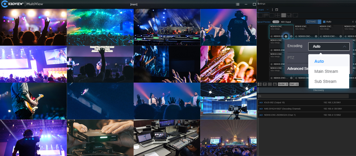 kiloview-MultiView-Player-for-NDI-splitting-screen