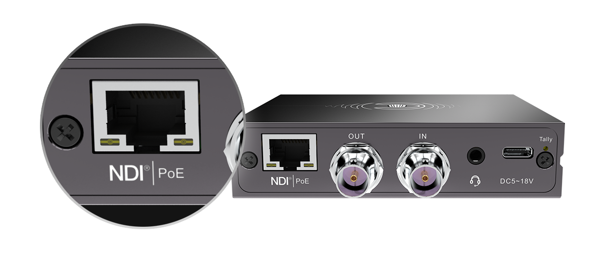 POE y panel frontal del convertidor bidireccional Kiloview N3 3G SDI NDI
